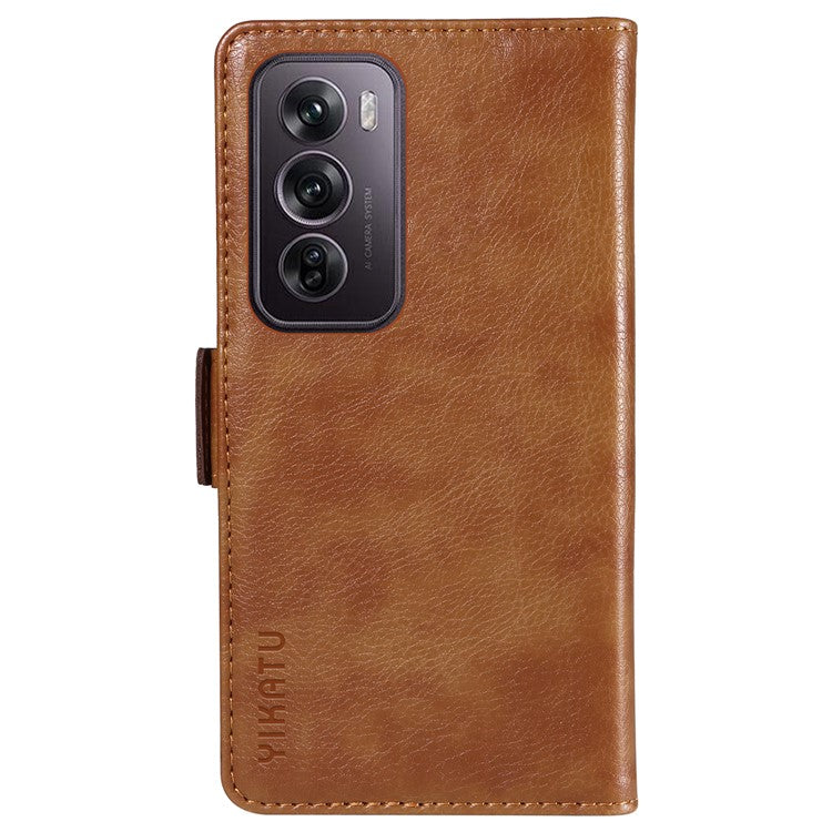 YIKATU YK-007 For Oppo Reno12 Pro 5G (Global) / (China) Phone Case Litchi Texture Leather Cover - Brown