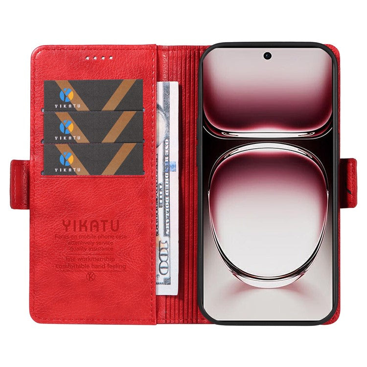 YIKATU YK-007 For Oppo Reno12 Pro 5G (Global) / (China) Phone Case Litchi Texture Leather Cover - Red