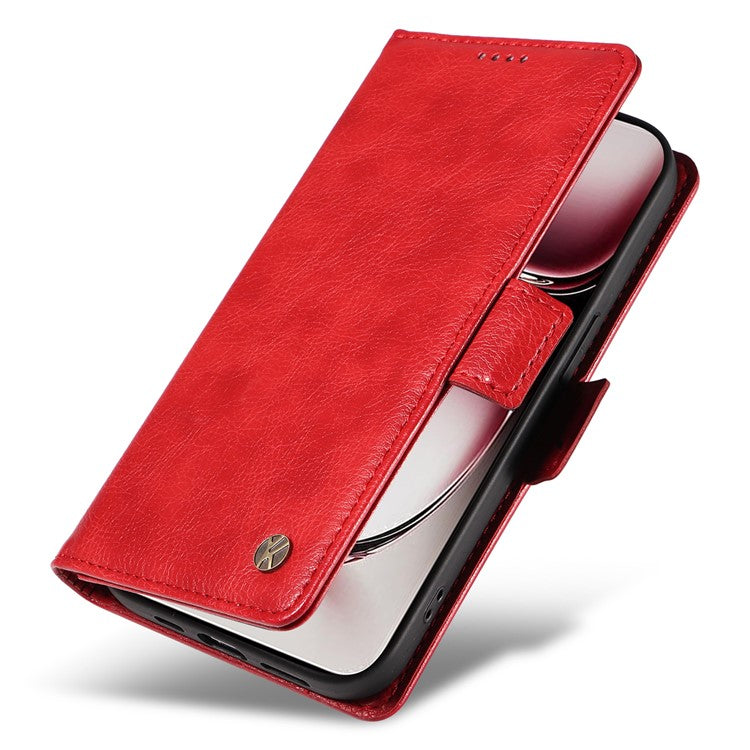 YIKATU YK-007 For Oppo Reno12 Pro 5G (Global) / (China) Phone Case Litchi Texture Leather Cover - Red