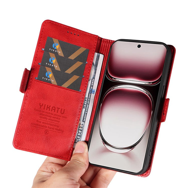 YIKATU YK-007 For Oppo Reno12 Pro 5G (Global) / (China) Phone Case Litchi Texture Leather Cover - Red