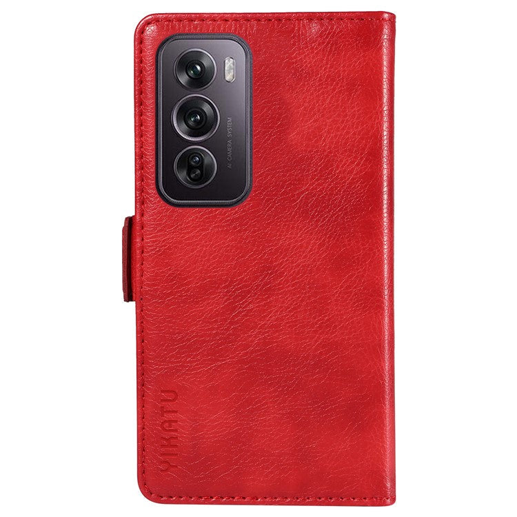 YIKATU YK-007 For Oppo Reno12 Pro 5G (Global) / (China) Phone Case Litchi Texture Leather Cover - Red