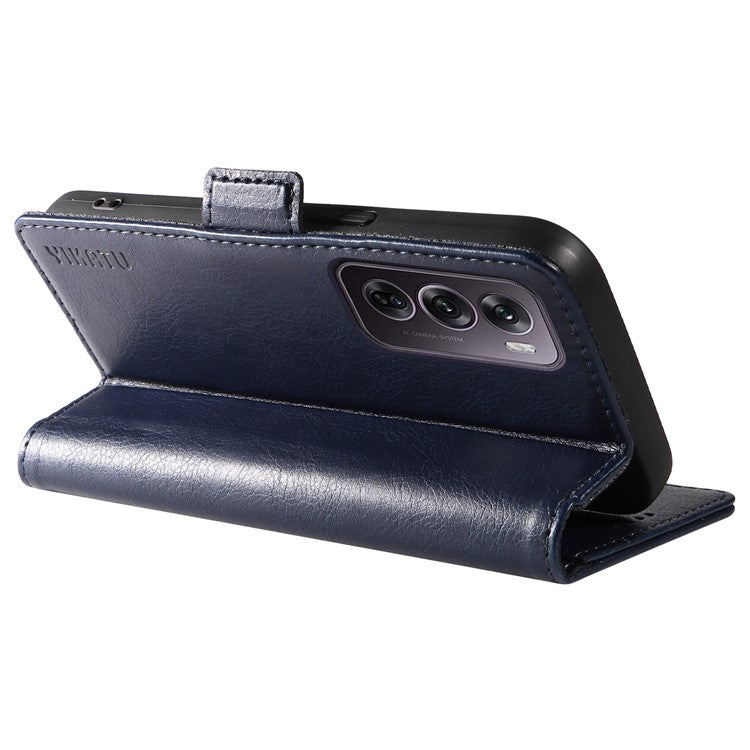 YIKATU YK-007 For Oppo Reno12 Pro 5G (Global) / (China) Phone Case Litchi Texture Leather Cover - Sapphire