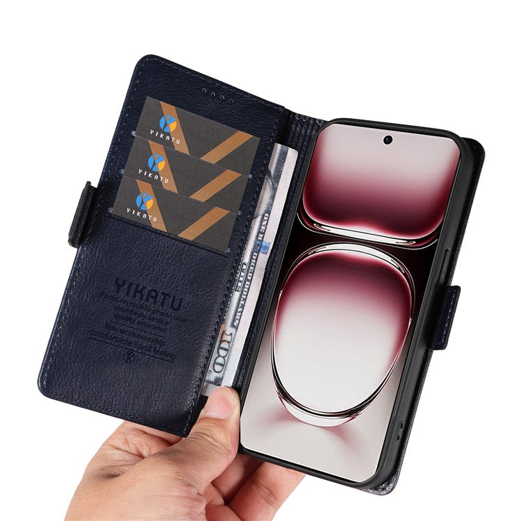 YIKATU YK-007 For Oppo Reno12 Pro 5G (Global) / (China) Phone Case Litchi Texture Leather Cover - Sapphire