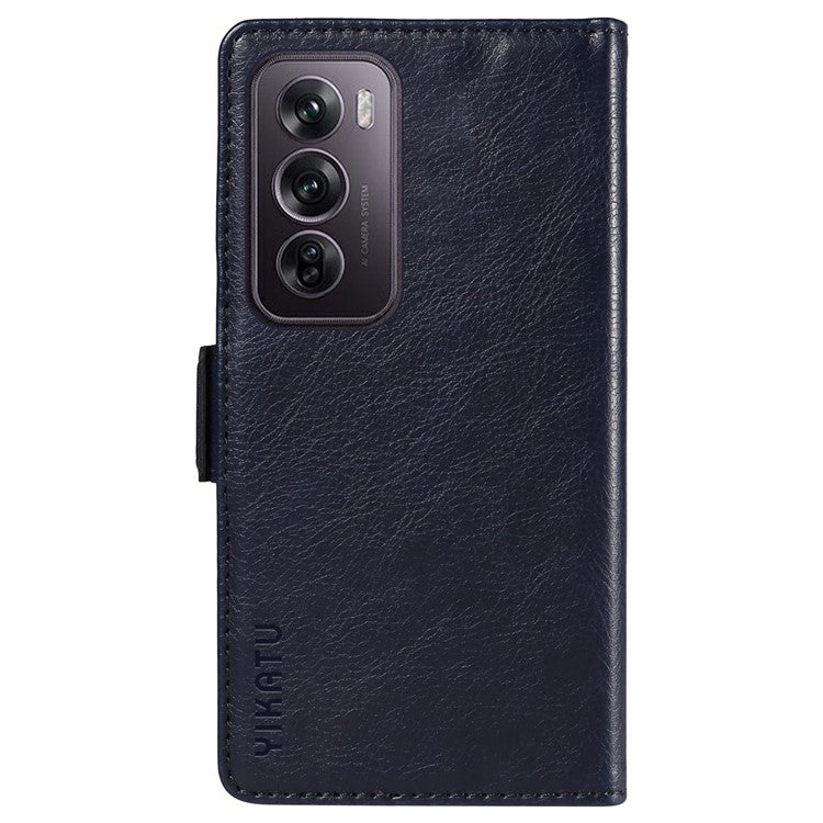 YIKATU YK-007 For Oppo Reno12 Pro 5G (Global) / (China) Phone Case Litchi Texture Leather Cover - Sapphire