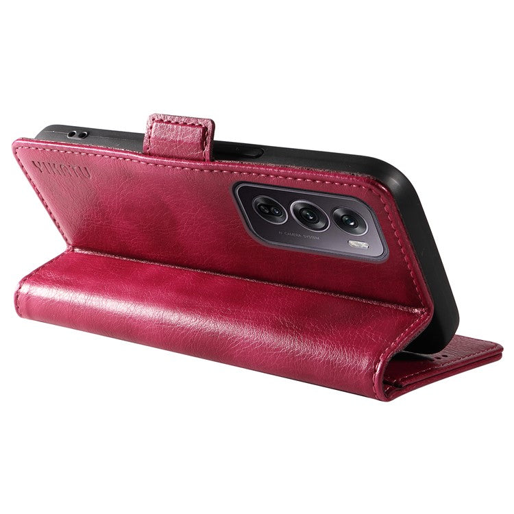 YIKATU YK-007 For Oppo Reno12 Pro 5G (Global) / (China) Phone Case Litchi Texture Leather Cover - Wine Red