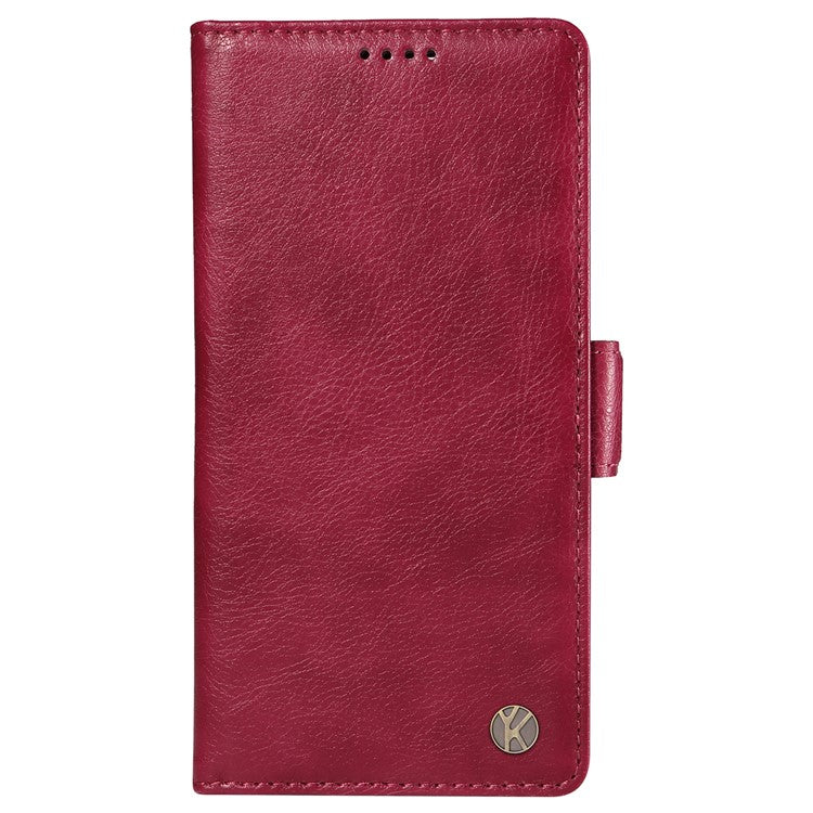 YIKATU YK-007 For Oppo Reno12 Pro 5G (Global) / (China) Phone Case Litchi Texture Leather Cover - Wine Red
