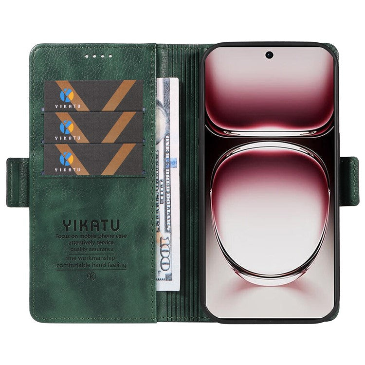 YIKATU YK-007 For Oppo Reno12 Pro 5G (Global) / (China) Phone Case Litchi Texture Leather Cover - Green