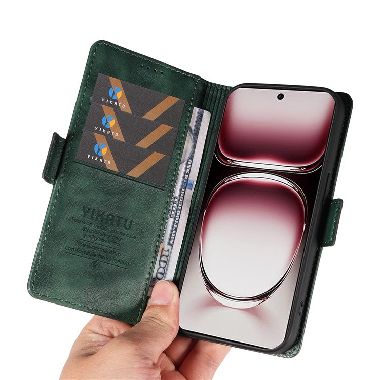 YIKATU YK-007 For Oppo Reno12 Pro 5G (Global) / (China) Phone Case Litchi Texture Leather Cover - Green