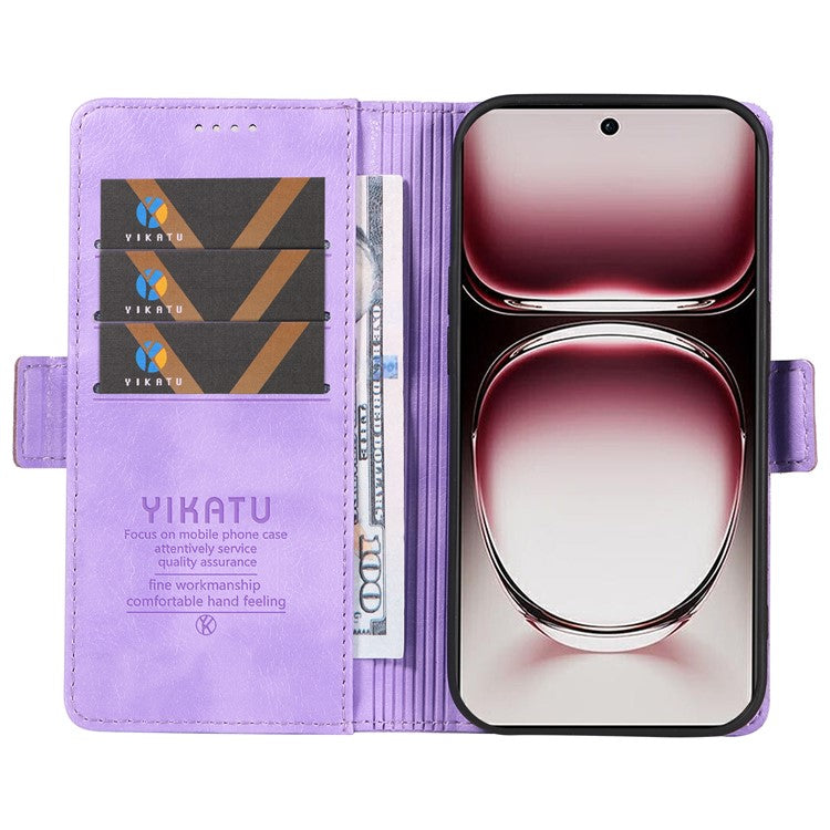 YIKATU YK-007 For Oppo Reno12 Pro 5G (Global) / (China) Phone Case Litchi Texture Leather Cover - Purple