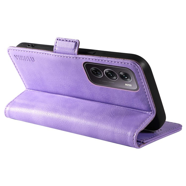 YIKATU YK-007 For Oppo Reno12 Pro 5G (Global) / (China) Phone Case Litchi Texture Leather Cover - Purple