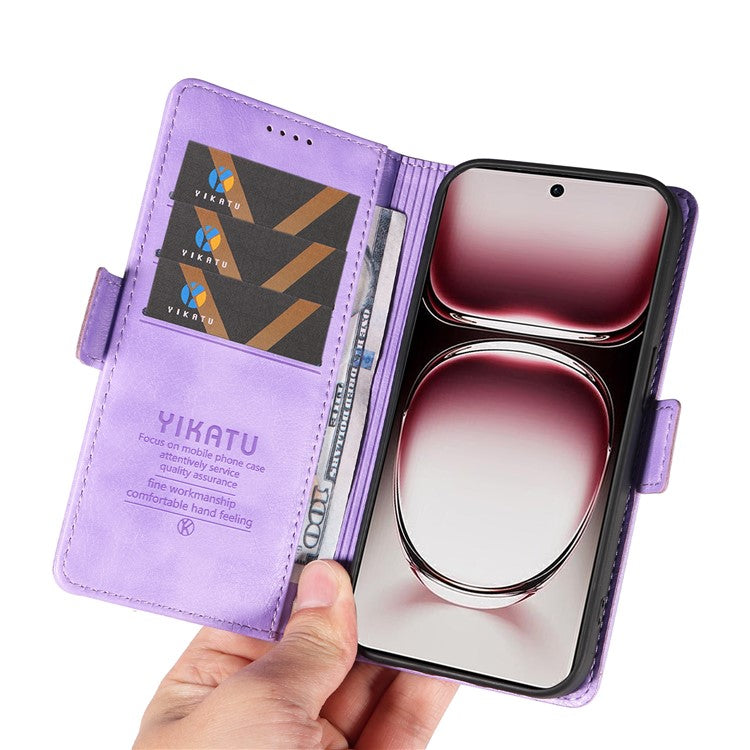 YIKATU YK-007 For Oppo Reno12 Pro 5G (Global) / (China) Phone Case Litchi Texture Leather Cover - Purple
