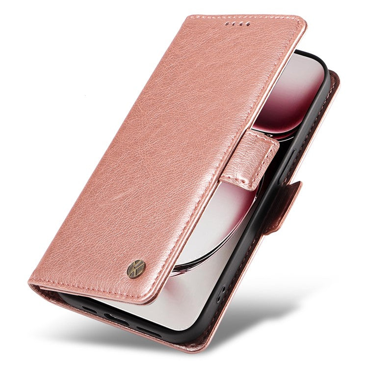 YIKATU YK-007 For Oppo Reno12 Pro 5G (Global) / (China) Phone Case Litchi Texture Leather Cover - Rose Gold