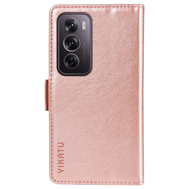 YIKATU YK-007 For Oppo Reno12 Pro 5G (Global) / (China) Phone Case Litchi Texture Leather Cover - Rose Gold