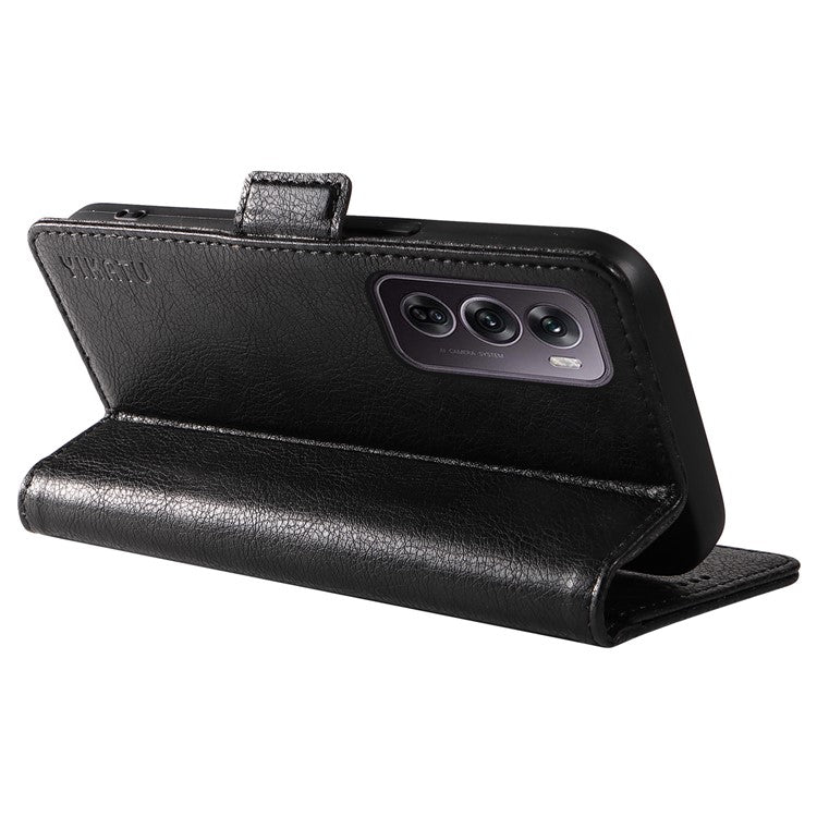 YIKATU YK-007 For Oppo Reno12 Pro 5G (Global) / (China) Phone Case Litchi Texture Leather Cover - Black