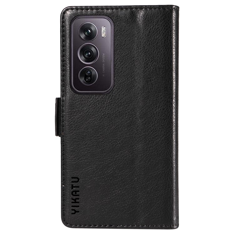 YIKATU YK-007 For Oppo Reno12 Pro 5G (Global) / (China) Phone Case Litchi Texture Leather Cover - Black
