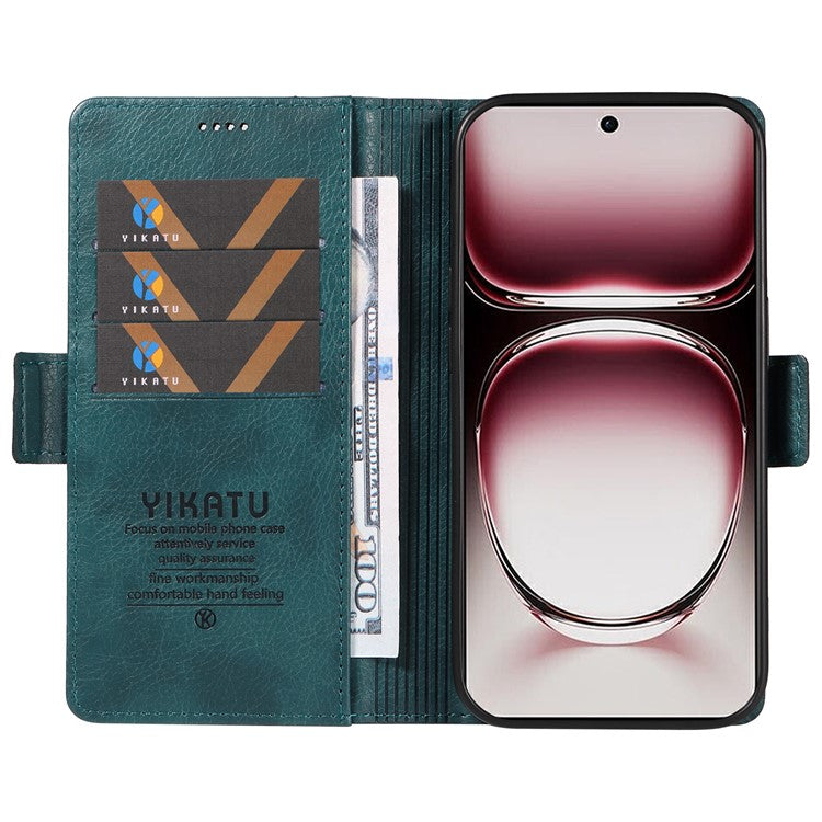 YIKATU YK-007 For Oppo Reno12 Pro 5G (Global) / (China) Phone Case Litchi Texture Leather Cover - Blue