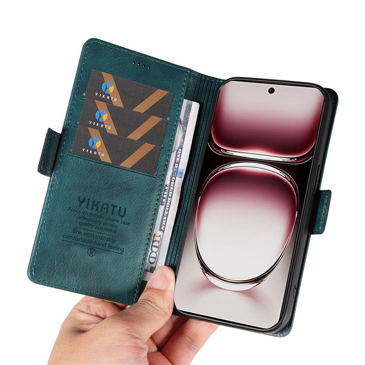 YIKATU YK-007 For Oppo Reno12 Pro 5G (Global) / (China) Phone Case Litchi Texture Leather Cover - Blue
