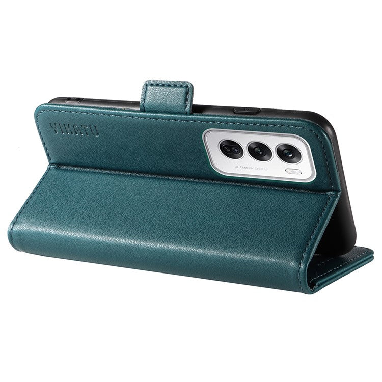 YIKATU YK-003 For Oppo Reno12 5G (Global) Case Magnetic Side Clasps Leather Wallet Phone Cover - Blue