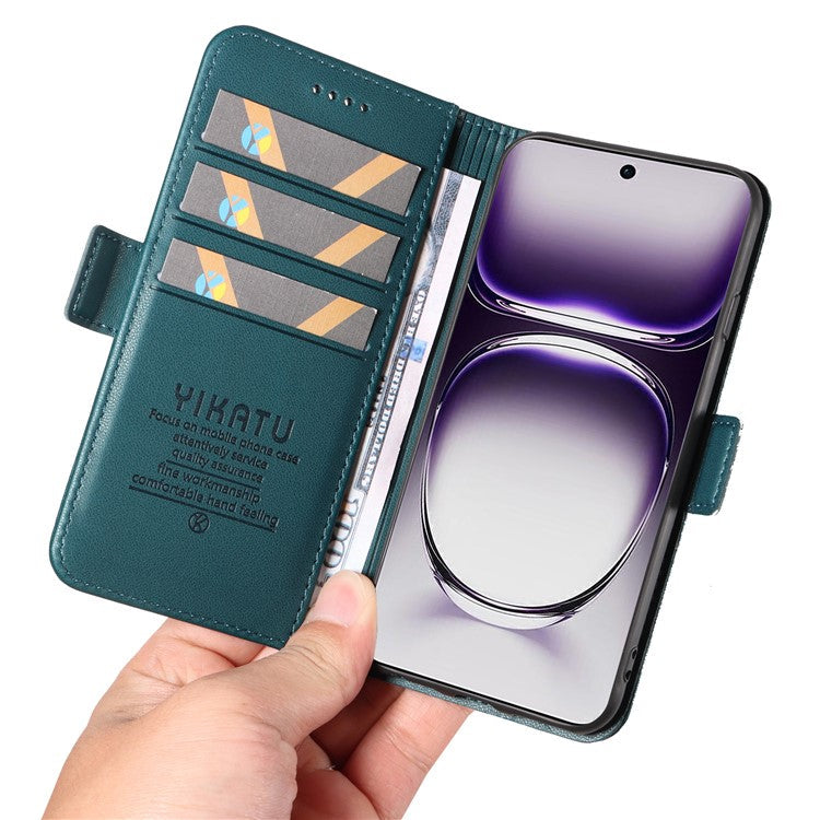 YIKATU YK-003 For Oppo Reno12 5G (Global) Case Magnetic Side Clasps Leather Wallet Phone Cover - Blue