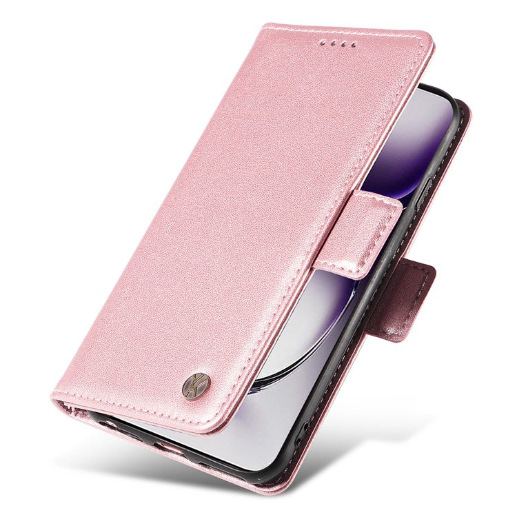 YIKATU YK-003 For Oppo Reno12 5G (Global) Case Magnetic Side Clasps Leather Wallet Phone Cover - Rose Gold
