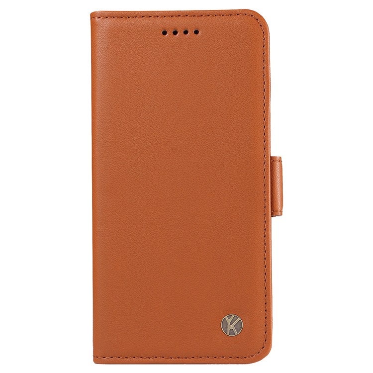 YIKATU YK-003 For Oppo Reno12 5G (Global) Case Magnetic Side Clasps Leather Wallet Phone Cover - Brown