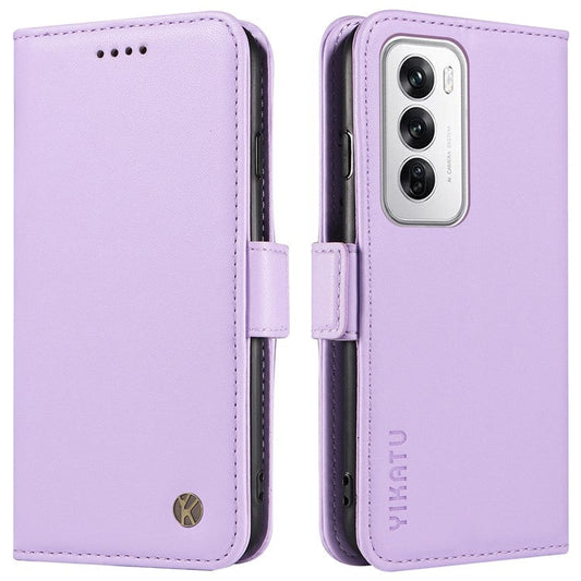 YIKATU YK-003 For Oppo Reno12 5G (Global) Case Magnetic Side Clasps Leather Wallet Phone Cover - Light Purple