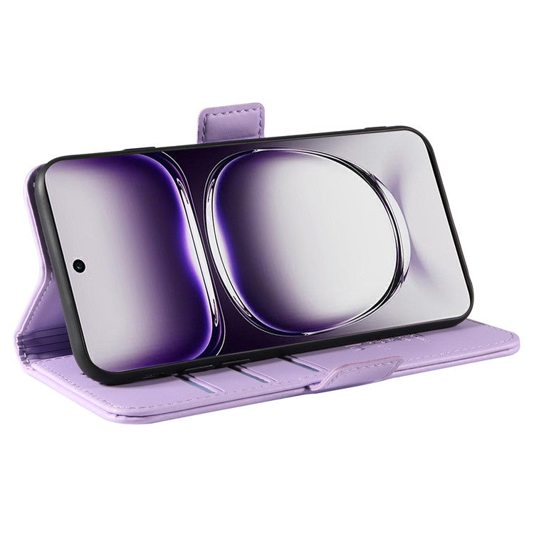 YIKATU YK-003 For Oppo Reno12 5G (Global) Case Magnetic Side Clasps Leather Wallet Phone Cover - Light Purple