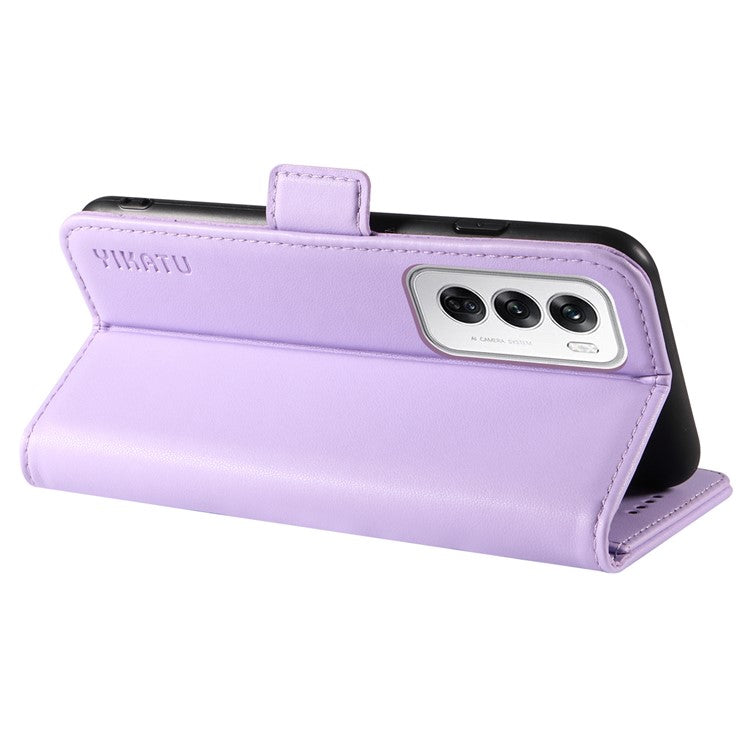 YIKATU YK-003 For Oppo Reno12 5G (Global) Case Magnetic Side Clasps Leather Wallet Phone Cover - Light Purple