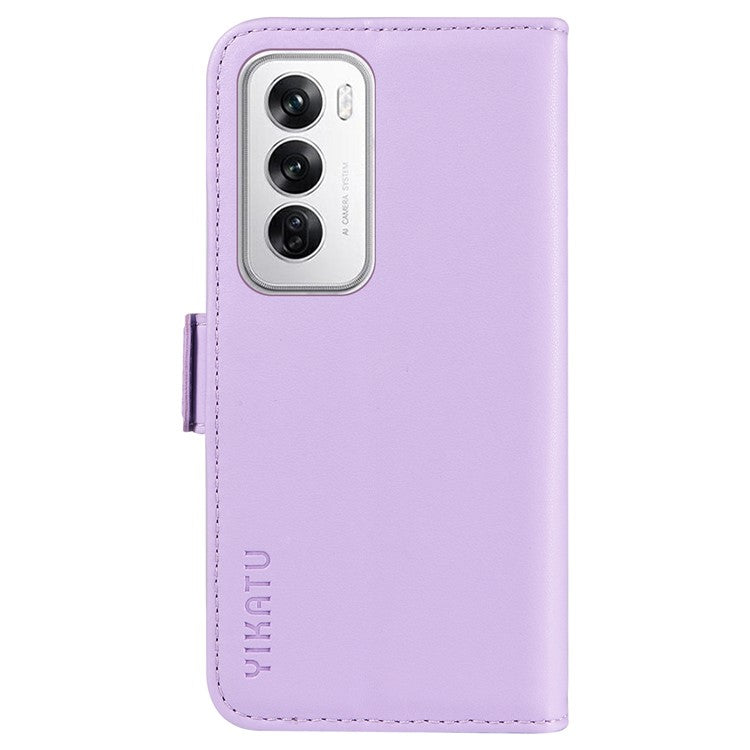 YIKATU YK-003 For Oppo Reno12 5G (Global) Case Magnetic Side Clasps Leather Wallet Phone Cover - Light Purple