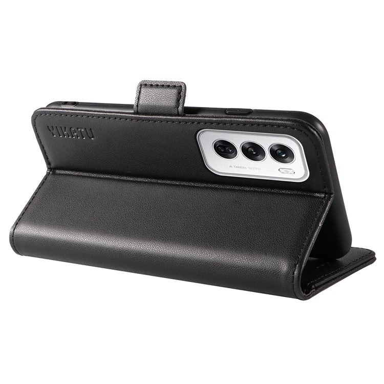 YIKATU YK-003 For Oppo Reno12 5G (Global) Case Magnetic Side Clasps Leather Wallet Phone Cover - Black