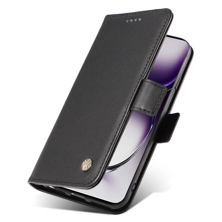 YIKATU YK-003 For Oppo Reno12 5G (Global) Case Magnetic Side Clasps Leather Wallet Phone Cover - Black