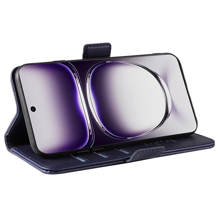 YIKATU YK-003 For Oppo Reno12 5G (Global) Case Magnetic Side Clasps Leather Wallet Phone Cover - Navy Blue