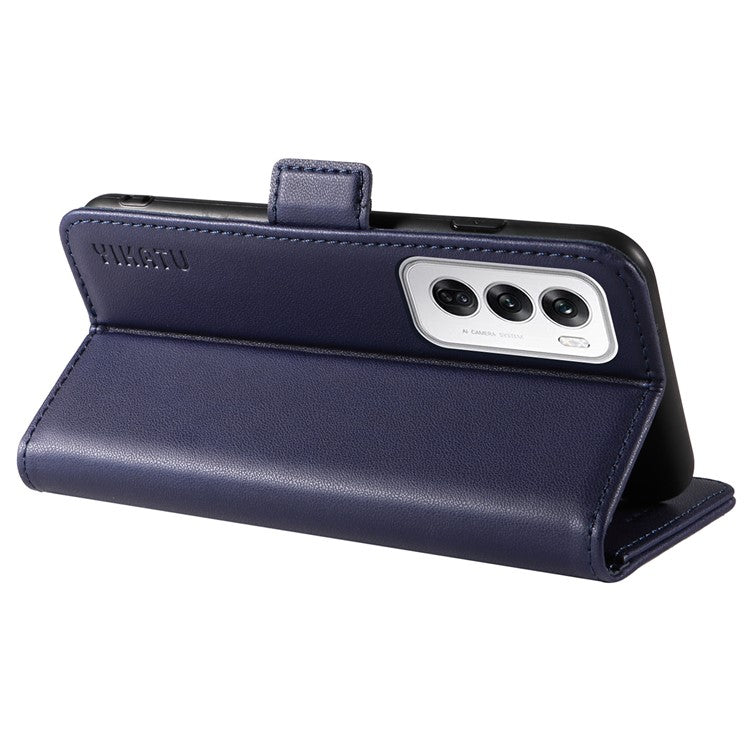 YIKATU YK-003 For Oppo Reno12 5G (Global) Case Magnetic Side Clasps Leather Wallet Phone Cover - Navy Blue