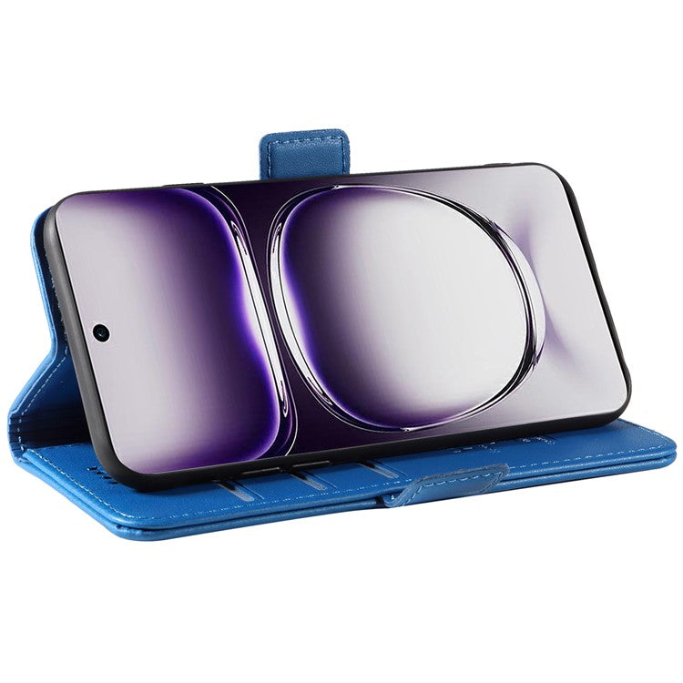 YIKATU YK-003 For Oppo Reno12 5G (Global) Case Magnetic Side Clasps Leather Wallet Phone Cover - Sky Blue