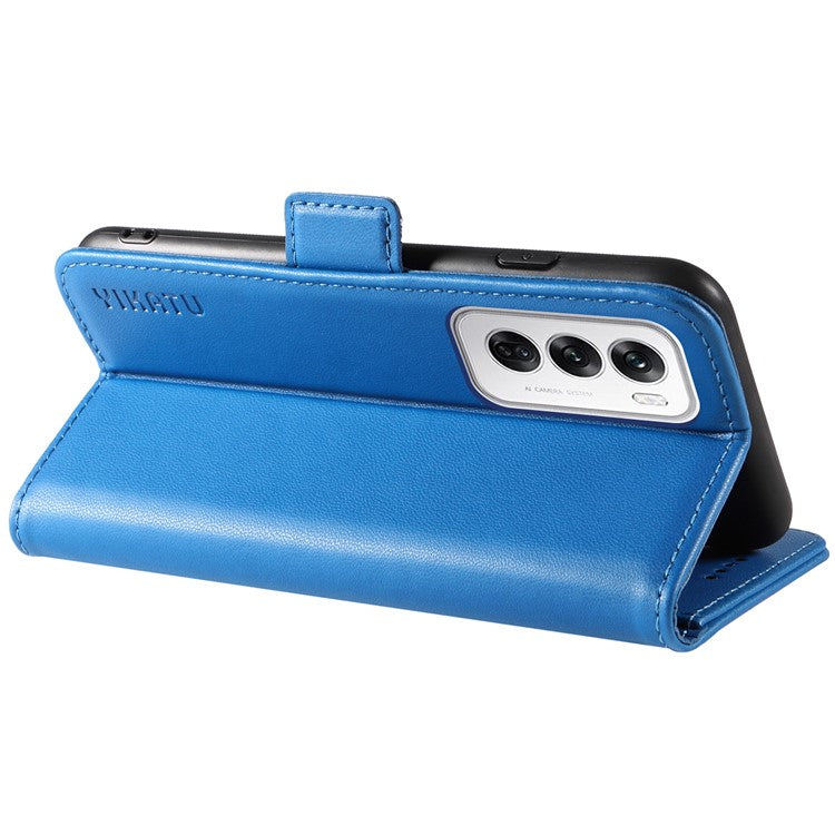 YIKATU YK-003 For Oppo Reno12 5G (Global) Case Magnetic Side Clasps Leather Wallet Phone Cover - Sky Blue