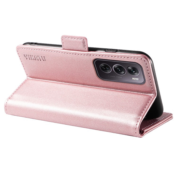 YIKATU YK-003 For Oppo Reno12 Pro 5G (Global) / (China) Case Side Clasps Anti-Drop Leather Phone Cover - Rose Gold