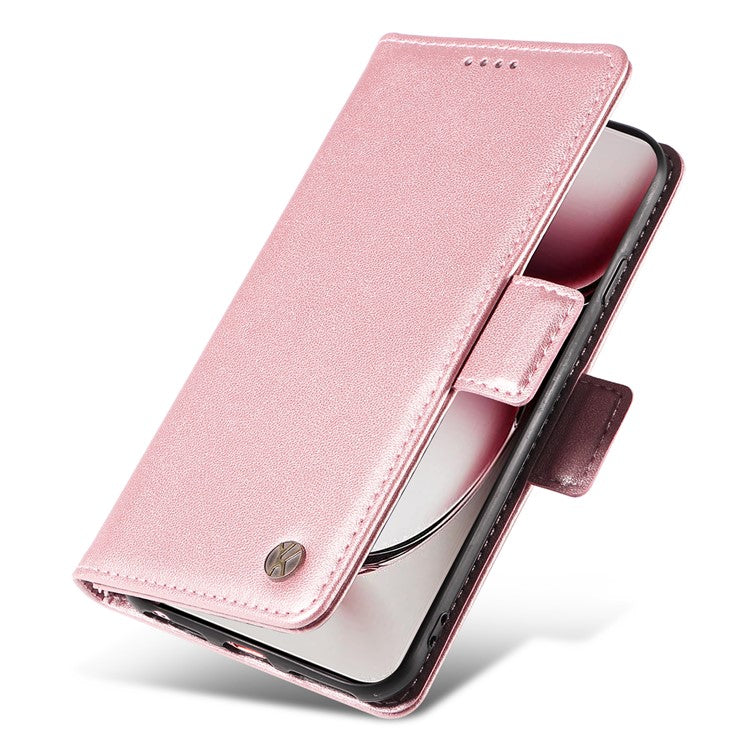 YIKATU YK-003 For Oppo Reno12 Pro 5G (Global) / (China) Case Side Clasps Anti-Drop Leather Phone Cover - Rose Gold