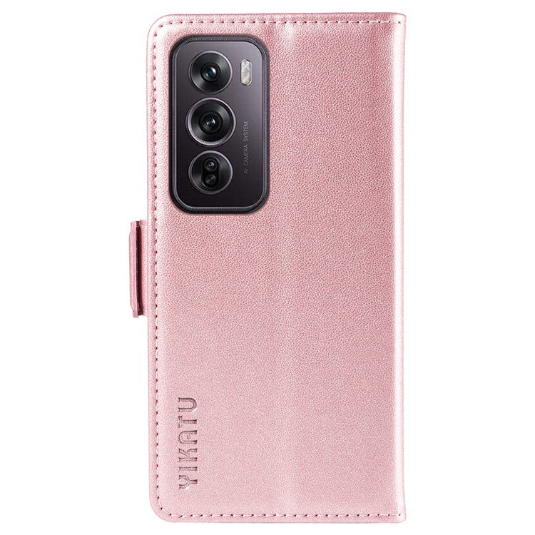 YIKATU YK-003 For Oppo Reno12 Pro 5G (Global) / (China) Case Side Clasps Anti-Drop Leather Phone Cover - Rose Gold
