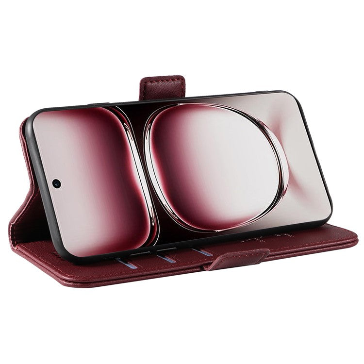 YIKATU YK-003 For Oppo Reno12 Pro 5G (Global) / (China) Case Side Clasps Anti-drop Leather Phone Cover - Wine Red