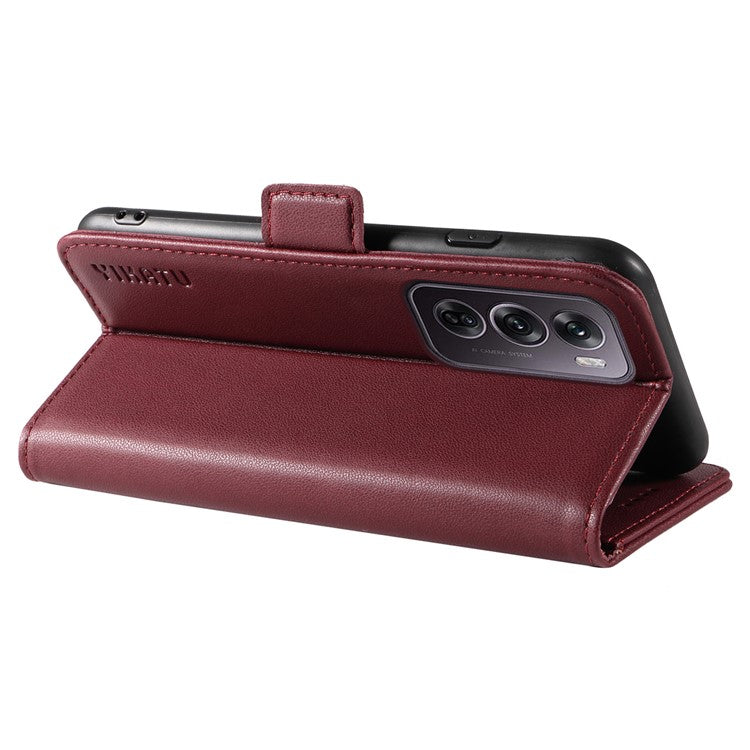 YIKATU YK-003 For Oppo Reno12 Pro 5G (Global) / (China) Case Side Clasps Anti-drop Leather Phone Cover - Wine Red