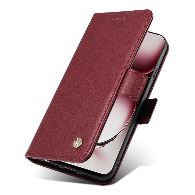 YIKATU YK-003 For Oppo Reno12 Pro 5G (Global) / (China) Case Side Clasps Anti-drop Leather Phone Cover - Wine Red