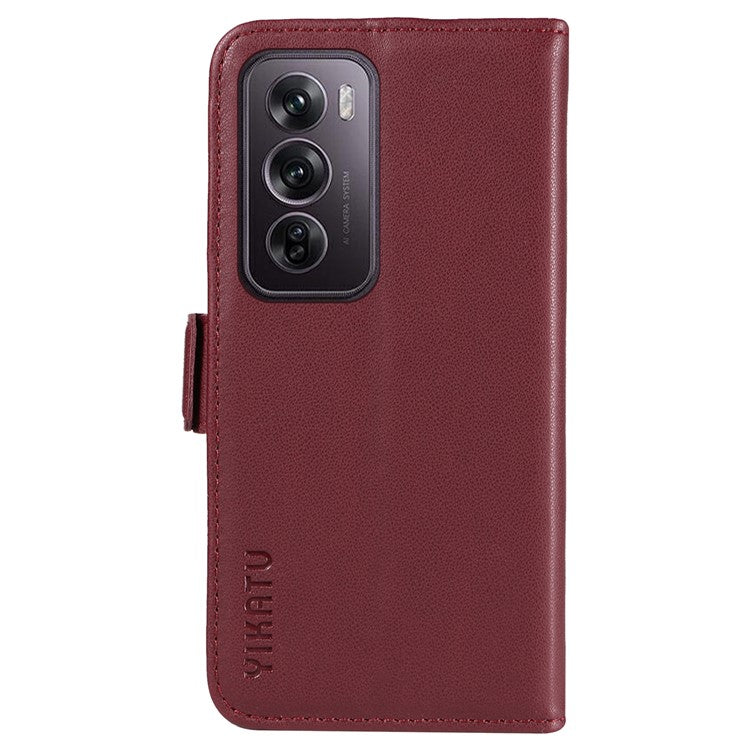 YIKATU YK-003 For Oppo Reno12 Pro 5G (Global) / (China) Case Side Clasps Anti-drop Leather Phone Cover - Wine Red