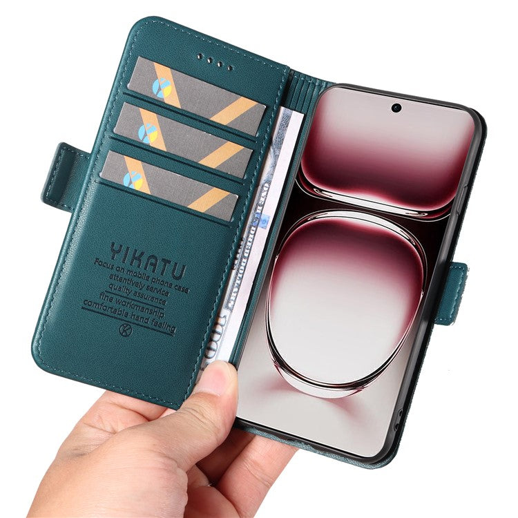 YIKATU YK-003 For Oppo Reno12 Pro 5G (Global) / (China) Case Side Clasps Anti-drop Leather Phone Cover - Green