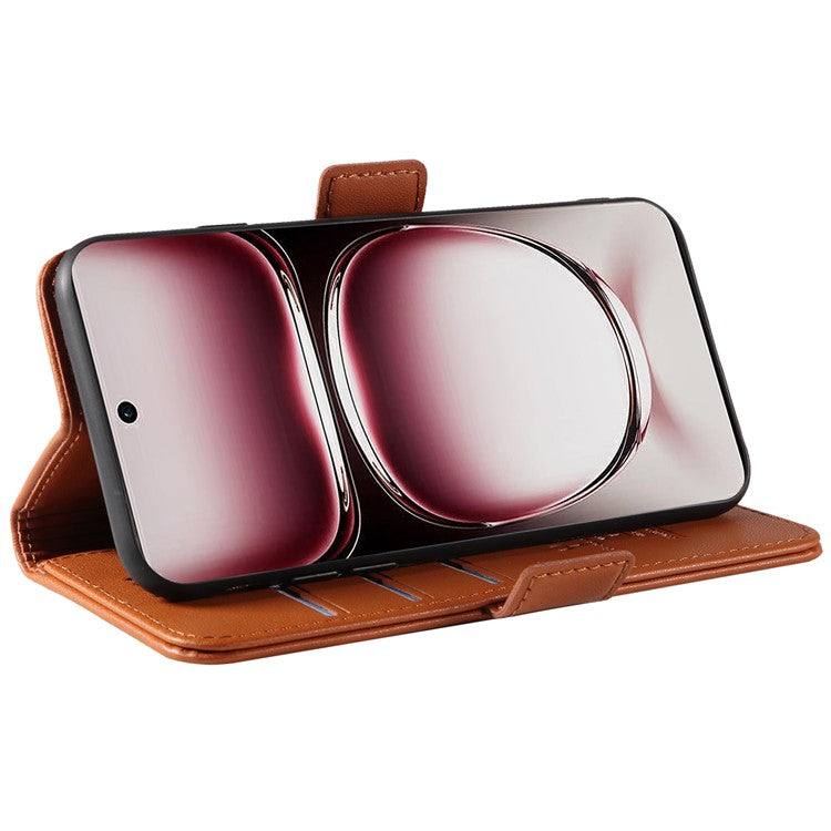 YIKATU YK-003 For Oppo Reno12 Pro 5G (Global) / (China) Case Side Clasps Anti-drop Leather Phone Cover - Brown