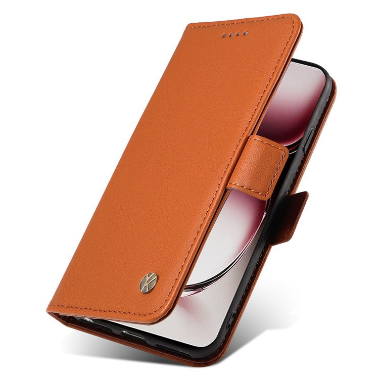 YIKATU YK-003 For Oppo Reno12 Pro 5G (Global) / (China) Case Side Clasps Anti-drop Leather Phone Cover - Brown