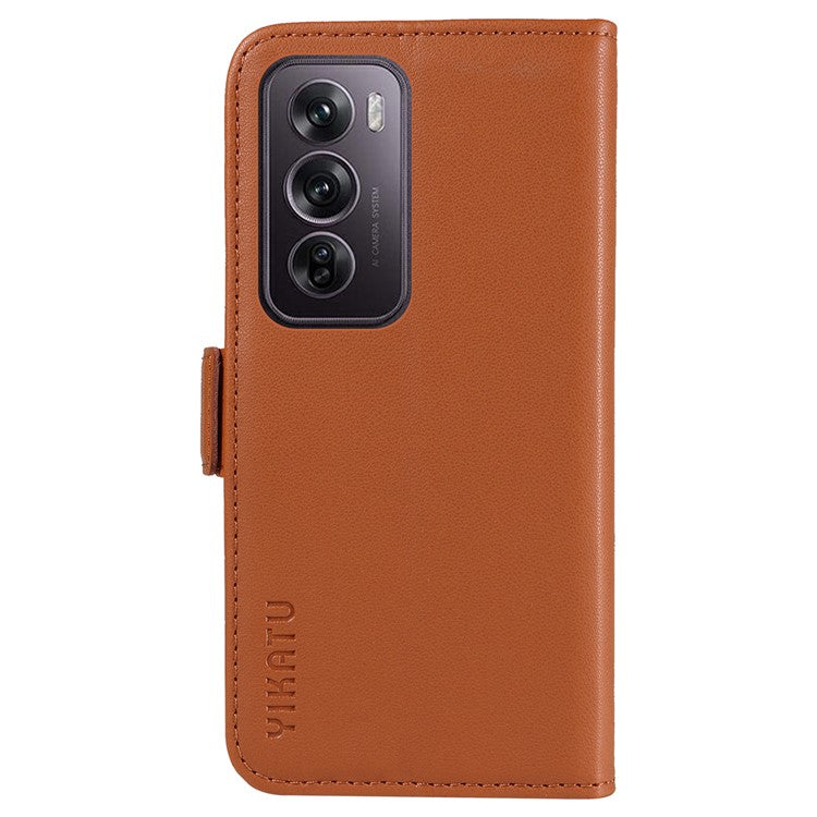 YIKATU YK-003 For Oppo Reno12 Pro 5G (Global) / (China) Case Side Clasps Anti-drop Leather Phone Cover - Brown