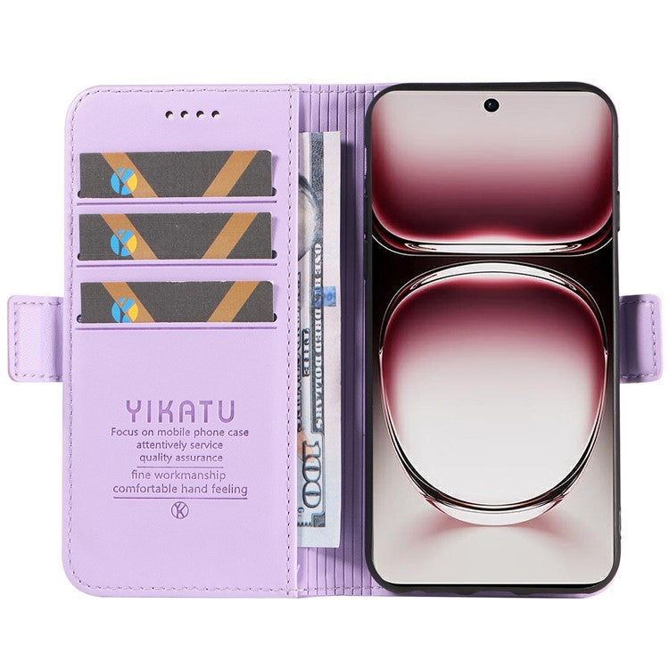 YIKATU YK-003 For Oppo Reno12 Pro 5G (Global) / (China) Case Side Clasps Anti-drop Leather Phone Cover - Light Purple