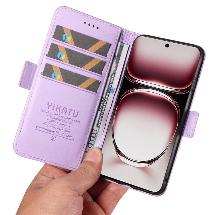 YIKATU YK-003 For Oppo Reno12 Pro 5G (Global) / (China) Case Side Clasps Anti-drop Leather Phone Cover - Light Purple