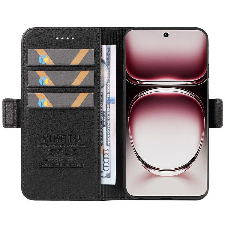 YIKATU YK-003 For Oppo Reno12 Pro 5G (Global) / (China) Case Side Clasps Anti-drop Leather Phone Cover - Black