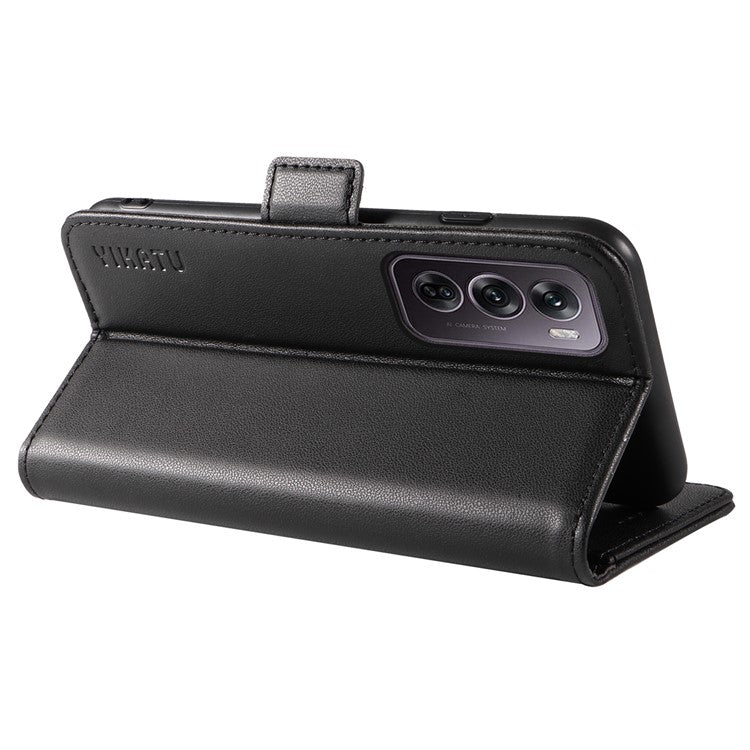 YIKATU YK-003 For Oppo Reno12 Pro 5G (Global) / (China) Case Side Clasps Anti-drop Leather Phone Cover - Black